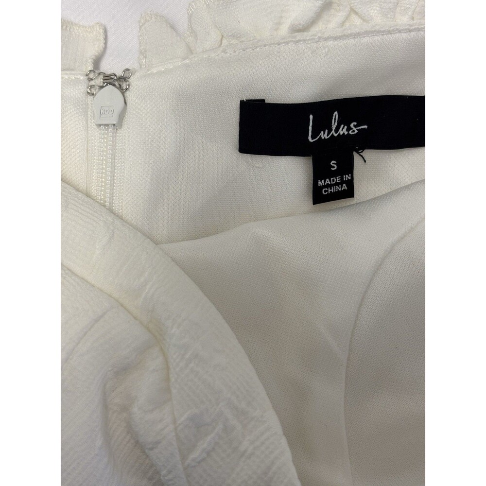 Lulus White Ruffle Straps Lined Fitted Dress Zip Women S Homecoming White Party - Picture 5 of 7